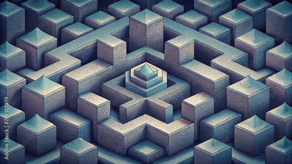 Poster Illusionary patterns formed by tiny carefully arranged tiles.