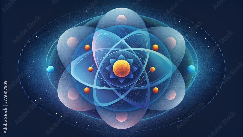 Aufkleber Geometric patterns in constant motion showcasing the elusive and fleeting nature of subatomic particles.