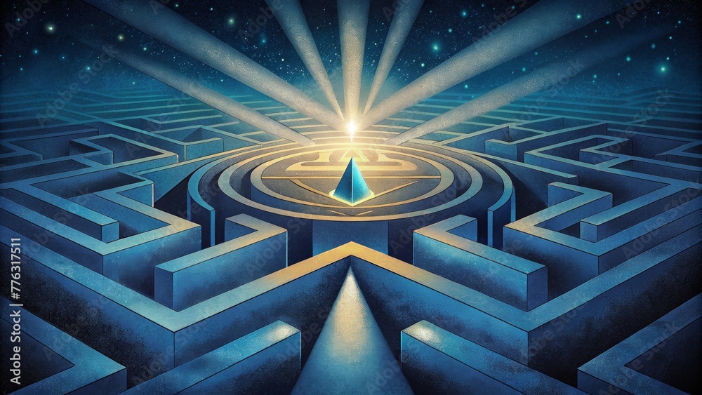 Poster A maze of intersecting rays of light embodying the uncertainty principle of quantum mechanics.