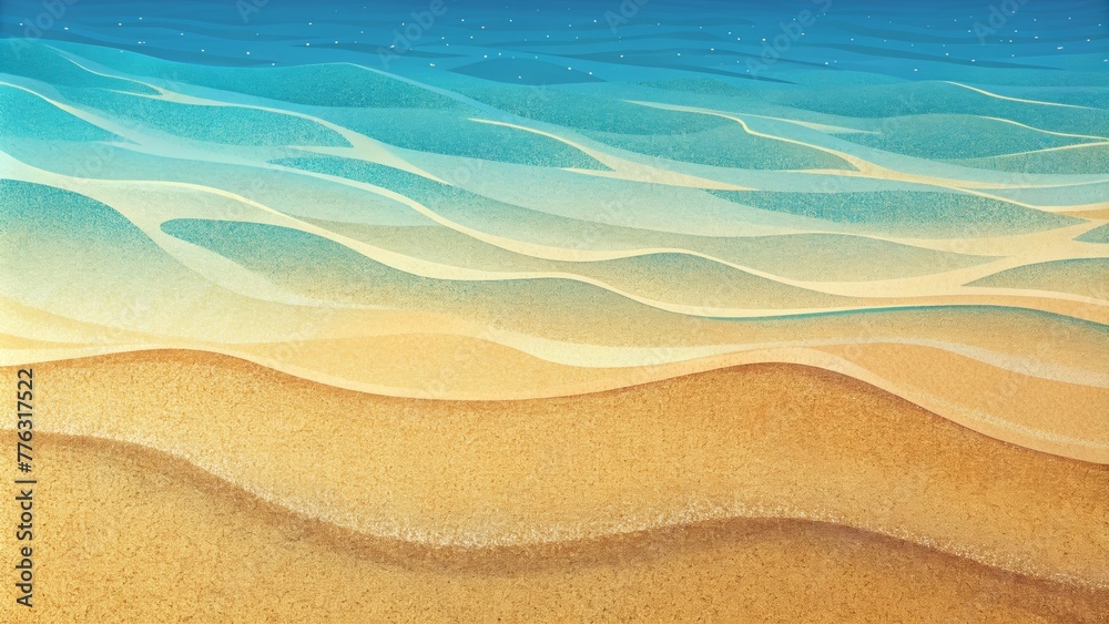 Poster a closeup of a sandy beach the soft smooth gradient of the ocean water contrasted by the rough grain