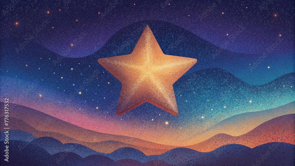 Poster an artistic representation of a starry night sky featuring a gradient of rich deep colors and a subt