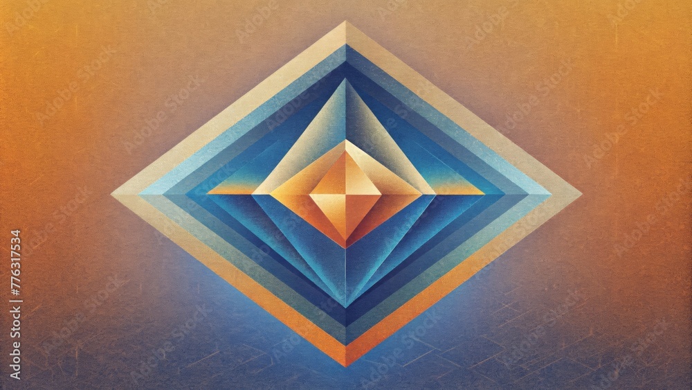 Poster A geometric abstract painting with clean crisp lines and a grainy textured background for added dimension.
