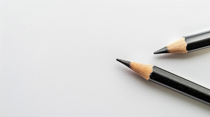 Two black pencils on a bright white background, minimalistic design