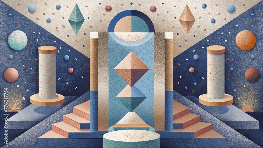 Poster a symphony of abstract forms and decorative accents embodying the style and charm of classic terrazz