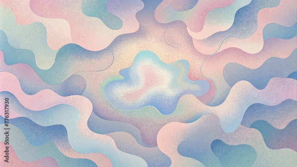 Poster soft pastel hues blend and merge in an ethereal abstract camo evoking a dreamlike quality.