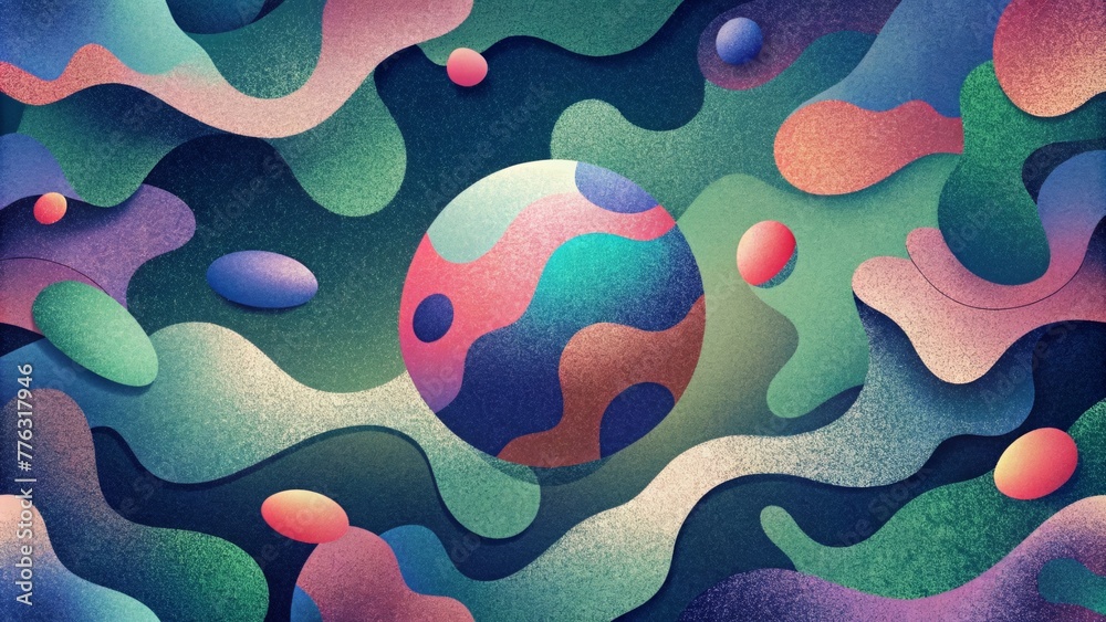 Poster a whimsical abstract camo design filled with playful shapes and pops of unexpected colors reminiscen