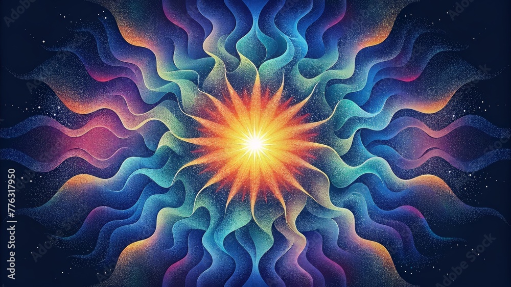 Aufkleber An explosion of chromatic waves bursting forth from a central point and spreading out in all directions.