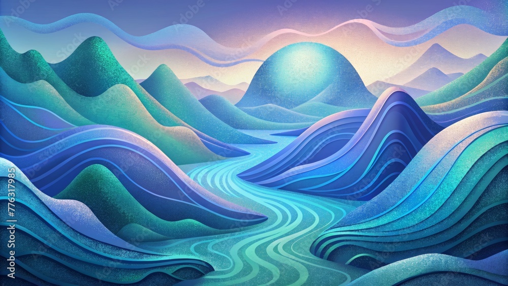 Poster a digital interpretation of natures beauty with artificial chromatic waves mimicking the fluidity of