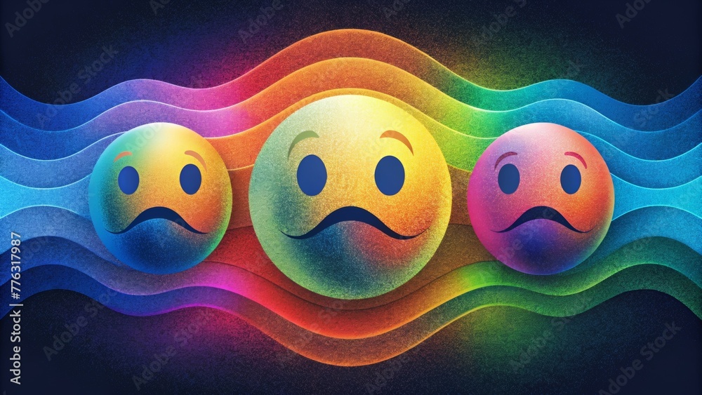 Poster A visual representation of emotions with emotions represented by distinct colors and conveyed through the ebb and flow of chromatic waves.