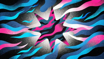 Bold and unapologetic this abstract camo includes graphic black and white stripes intermixed with flashes of hot pink and electric blue for a