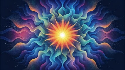 Fototapeta premium An explosion of chromatic waves bursting forth from a central point and spreading out in all directions.