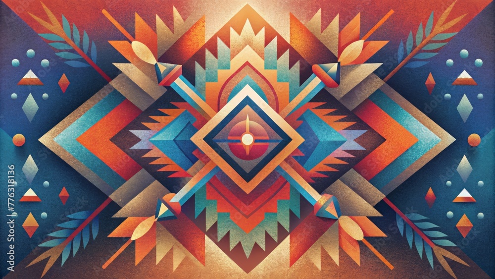 Poster Splashes of color and striking shapes take on new life in the form of a tribal tapestry capturing the essence of tribal art in a modern and