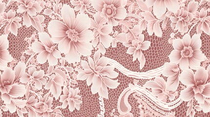Pink and white floral lace texture.