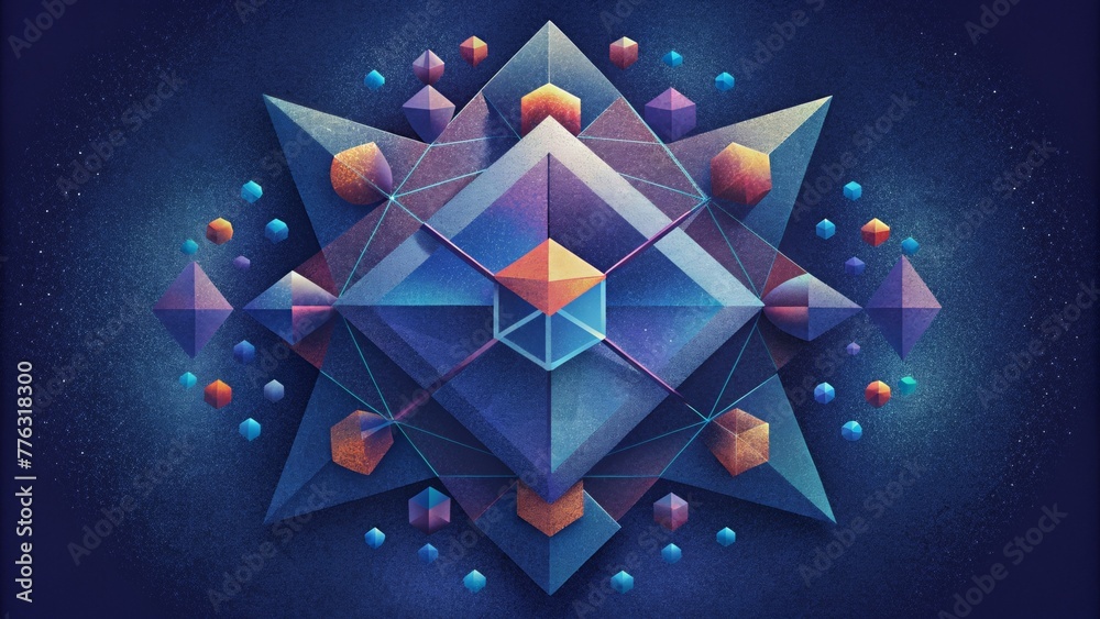 Poster A kaleidoscope of geometric shapes and patterns symbolizing the diversity and complexity of digital data in a Digital Deluge.