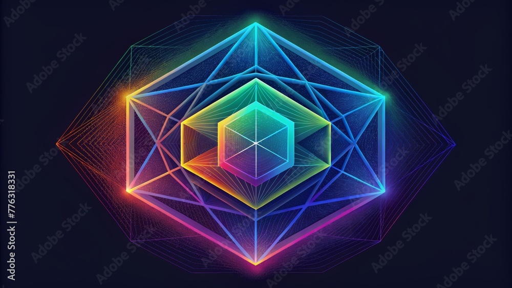 Poster A captivating array of neon lines and geometric shapes dancing and intertwining in a mesmerizing display of the endless possibilities of the