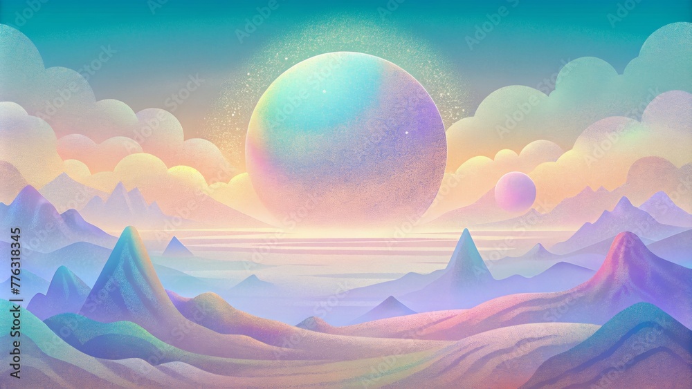 Aufkleber An ethereal and otherworldly scene with soft pastel hues and hazy gradients evoking a dreamlike interpretation of the spectral spectrum.