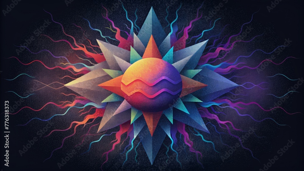 Poster A jarring and chaotic composition of clashing colors and jagged lines unsettling yet somehow alluring in its abstract take on the spectral