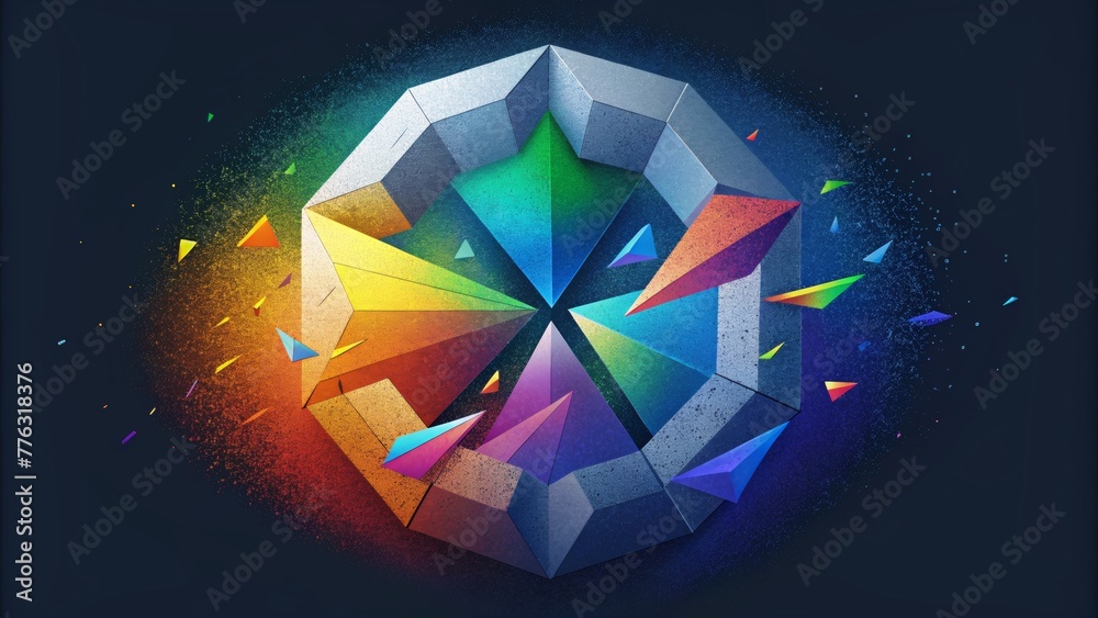Poster A fragmented and fragmented spectrum with shards and splinters of color merging and colliding in a chaotic yet captivating portrayal of the