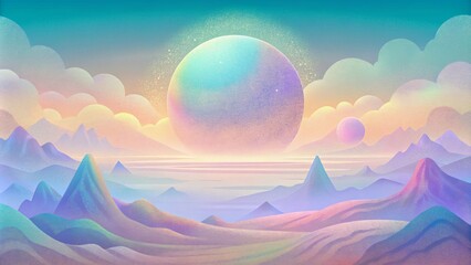 Fototapeta na wymiar An ethereal and otherworldly scene with soft pastel hues and hazy gradients evoking a dreamlike interpretation of the spectral spectrum.