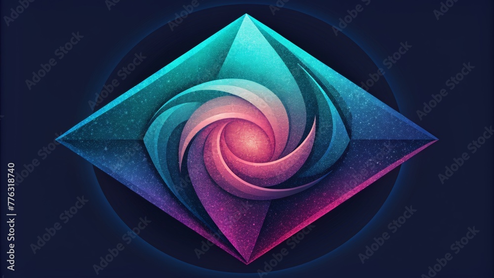 Poster A whirlwind of sharp angles and smooth curves dripping with neon shades and smudged edges.
