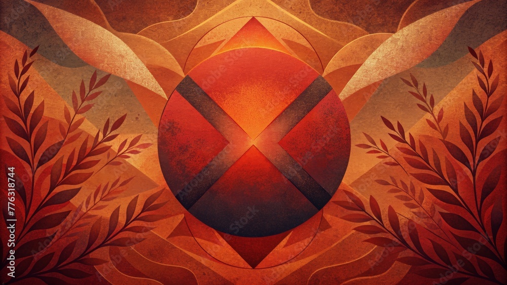 Poster bold pops of deep red and burnt orange intersect with neutral tones and antique textures inviting vi
