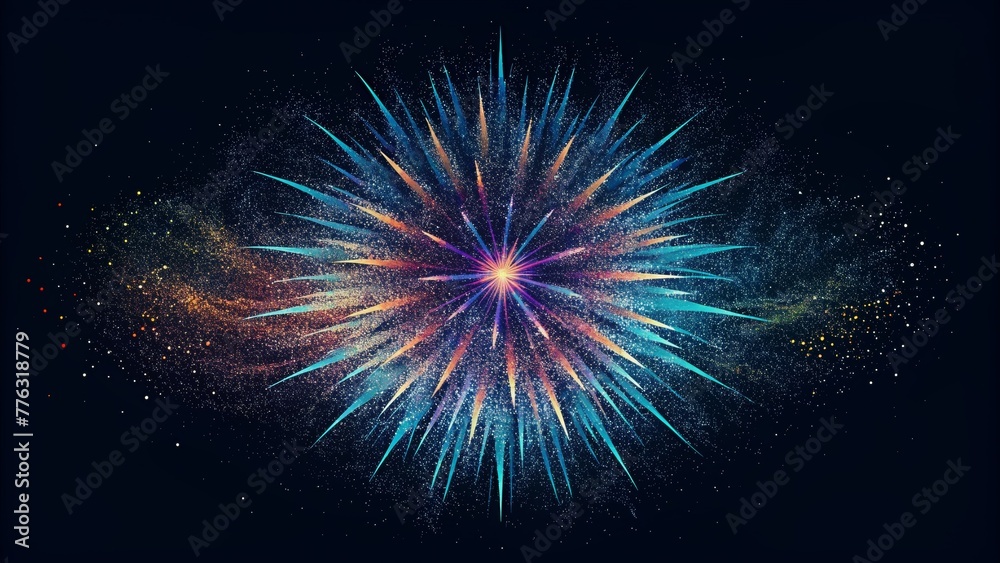 Poster A burst of scribbles like fireworks exploding across a black sky each line echoing with its own unique hues.