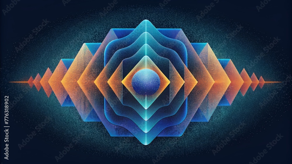Aufkleber A fragmented and distorted interpretation of audio signals with fragmented lines and shapes creating an abstract and distorted representation.