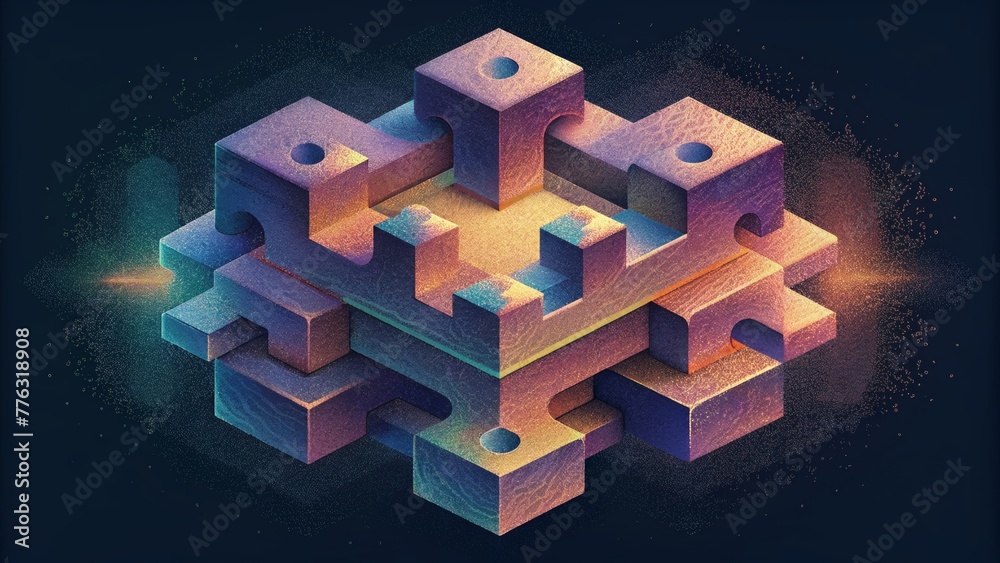 Aufkleber Each pixel is a puzzle piece fitting together to form a larger abstract image in Pixel Play challenging the viewers perception.