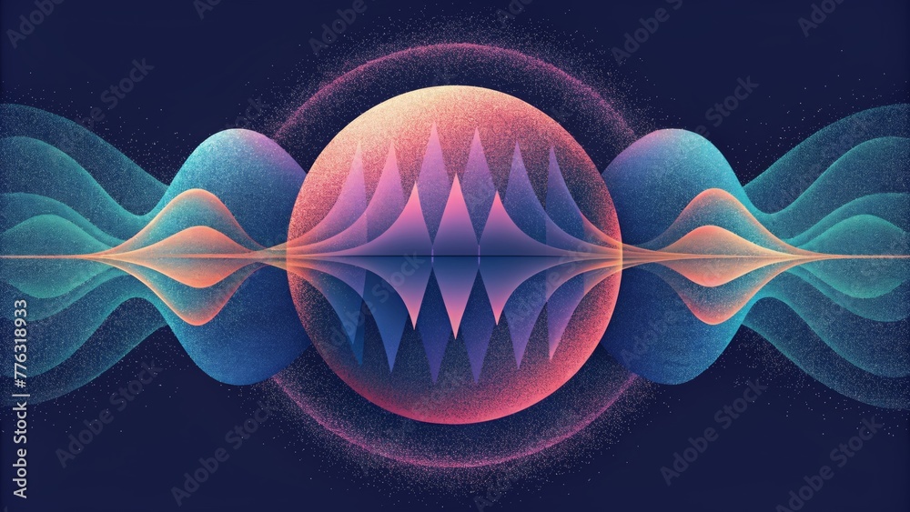 Poster A visual representation of the harmony and discord of sound waves with a chaotic yet cohesive display of jagged and smooth lines.