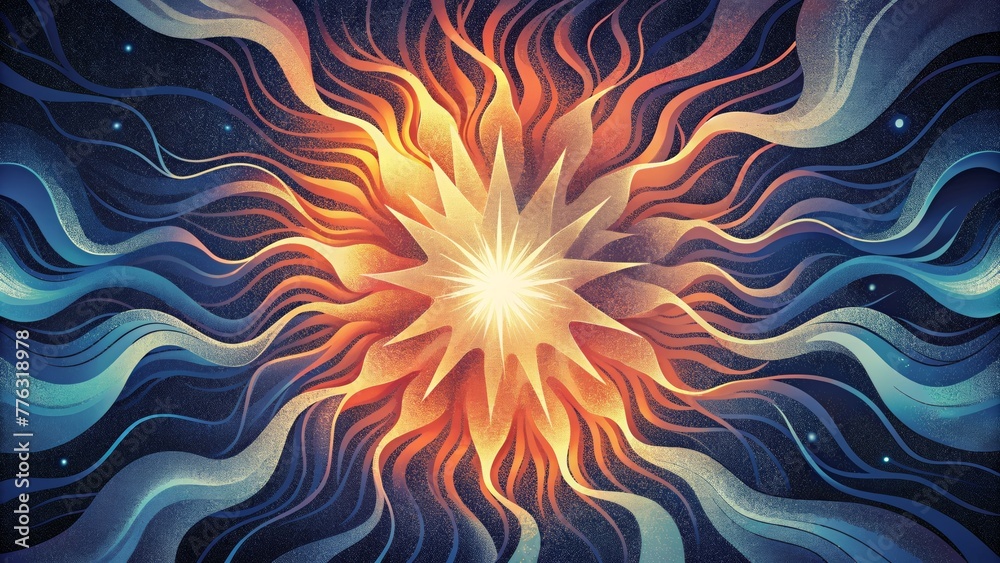 Poster An explosion of energy and movement with wild and freeflowing lines and forms representing the dynamic and everchanging nature of waveforms.