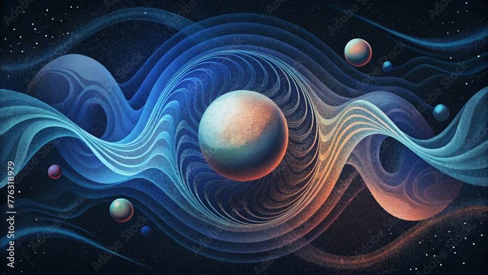 Aufkleber A celestial and cosmic depiction of sound waves with swirling and intertwining lines and shapes evoking a sense of the vastness and endlessness