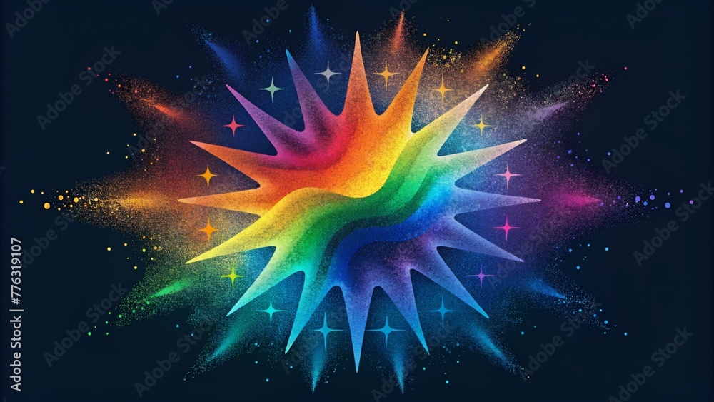 Poster An electrifying burst of rainbow splatters arranged in a spectrum of mesmerizing and unpredictable shapes.