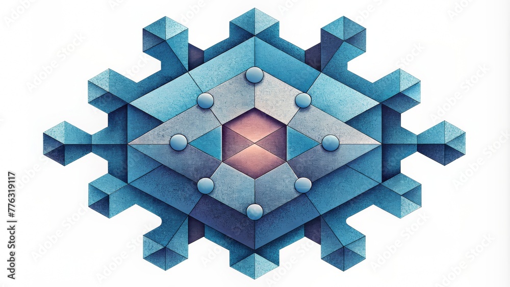 Poster a symmetrical arrangement of geometric jigsaw pieces creating a sense of balance and order.