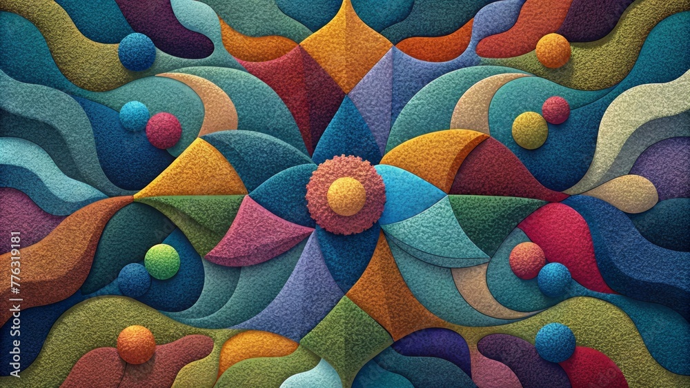 Aufkleber A mosaic of tactile textiles incorporating a variety of colors textures and sheens creates a mesmerizing effect that draws the viewer in to