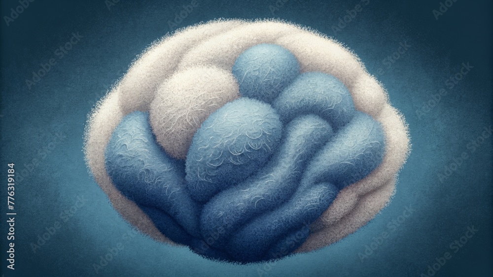 Poster A study in contrasts this artwork combines smooth cool cotton with rough fuzzy wool to create a tactile experience that is both intriguing and