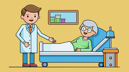 The doctor sees the patient vector illustration