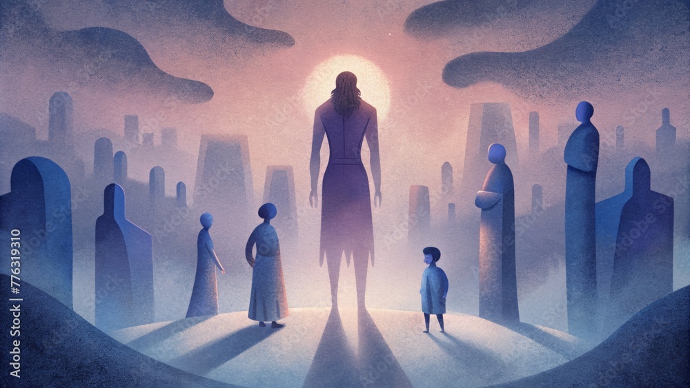 Poster Soft and dreamy silhouettes cast by unseen figures create a sense of intrigue and allure in the art of Shadow Play.