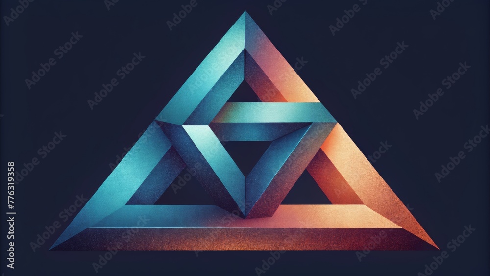Fototapete A dynamic design of overlapping and intersecting triangles each one casting a different hue depending on the angle of light.