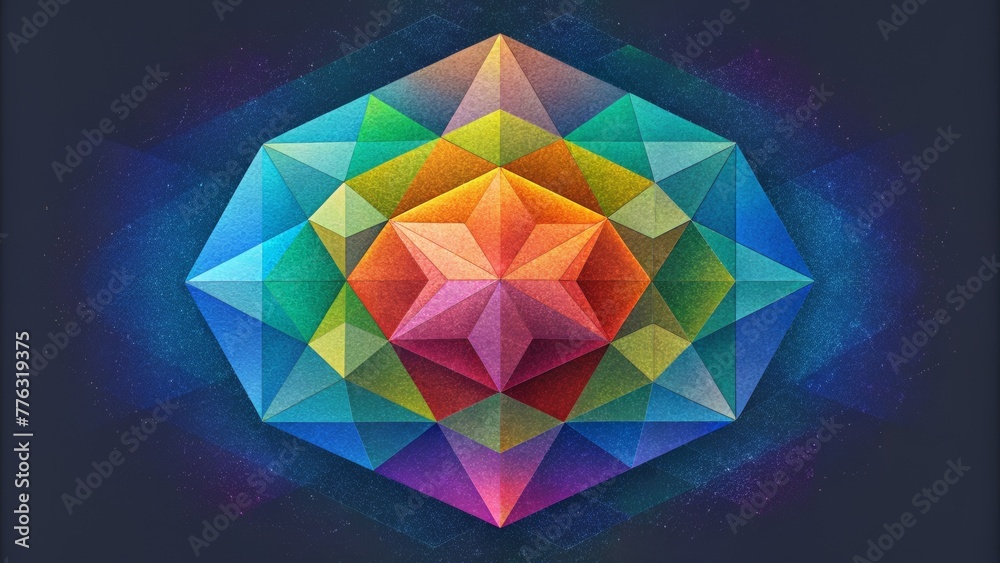 Fototapete A mosaic of vivid shapes in a rainbow of colors arranged in a way that mimics the natural formation of crystals.