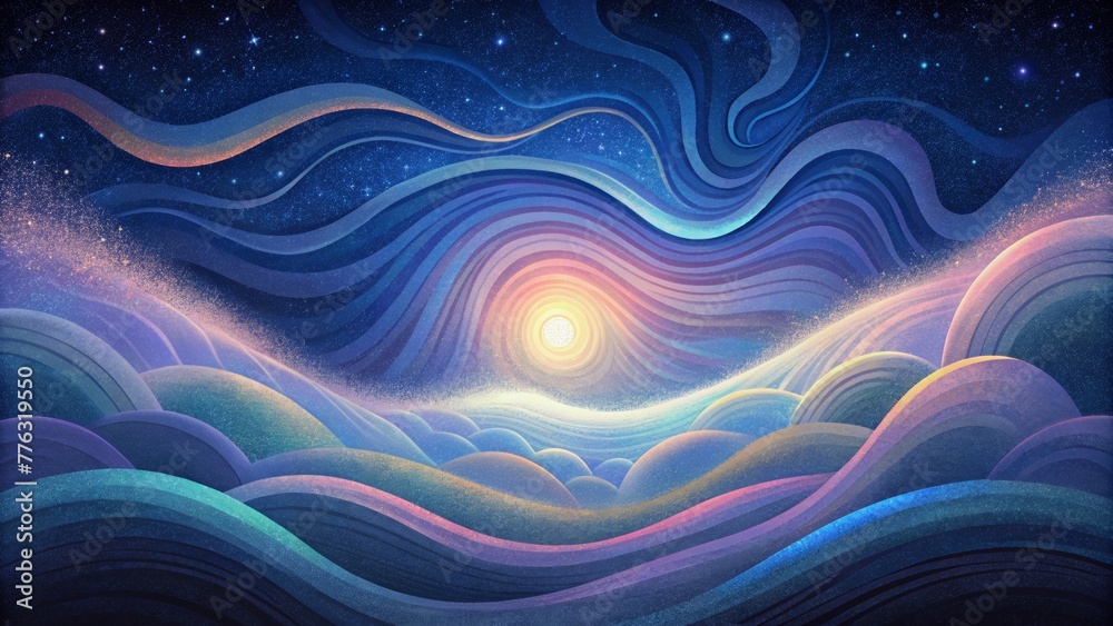 Poster mesmerizing waves of light rippling through the heavens in gentle arcs painting the darkness with co