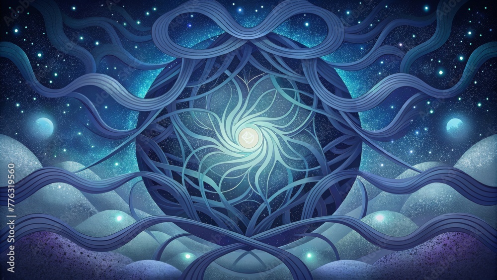 Aufkleber a surreal display of celestial artistry with luminescent tendrils weaving an intricate tapestry acro