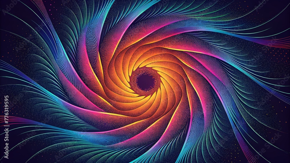 Poster An array of vibrant lines converge and diverge in  Vortex leaving an impression of perpetual motion.