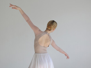 Back view of female ballet dancer. Good posture, Elegance , Ballet aesthetics concept