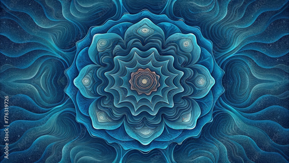 Poster A chaotic yet symmetrical pattern resembling the unpredictable but continuous ripples on a disturbed water surface.