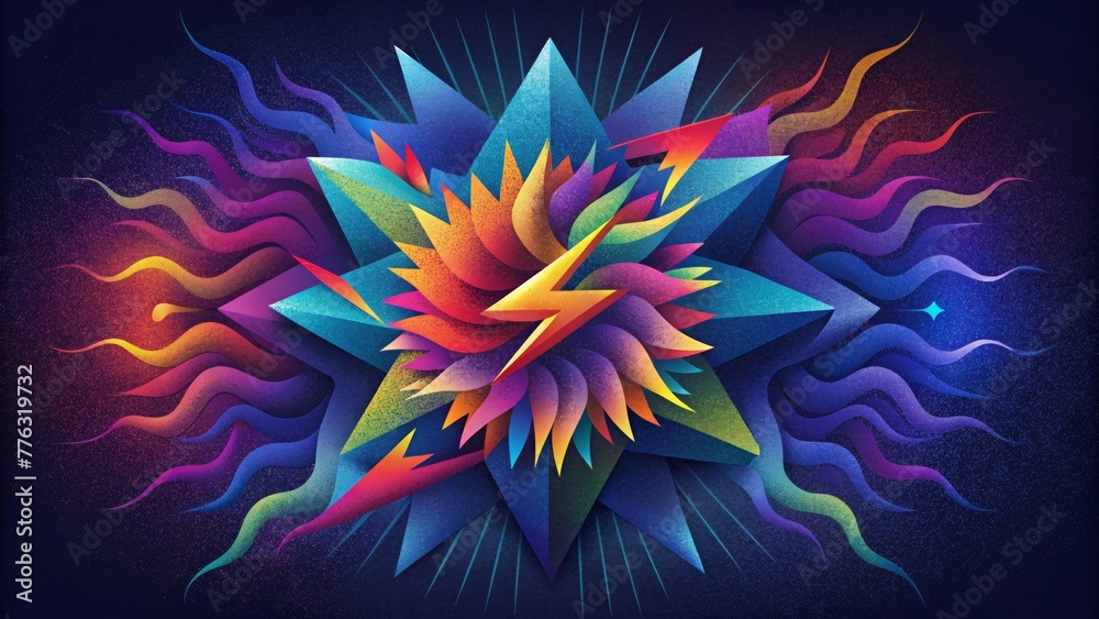Poster a fusion of vibrant colors and jagged lines evoke a feeling of controlled chaos and creative express