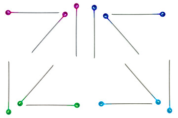 Pins with colorful handles - on isolated transparent background.