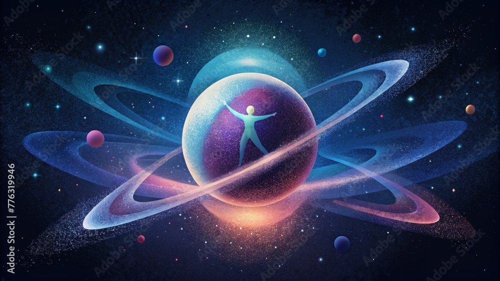 Poster The tranquil dance of Stellar Static a tranquil and eternal reminder of the infinite possibilities of space.
