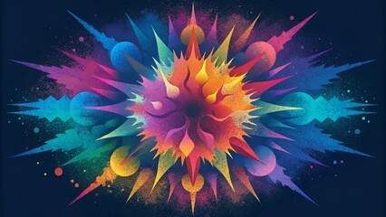 A chaotic explosion of vibrant colors and distressed patterns exuding a sense of artistic rebellion.
