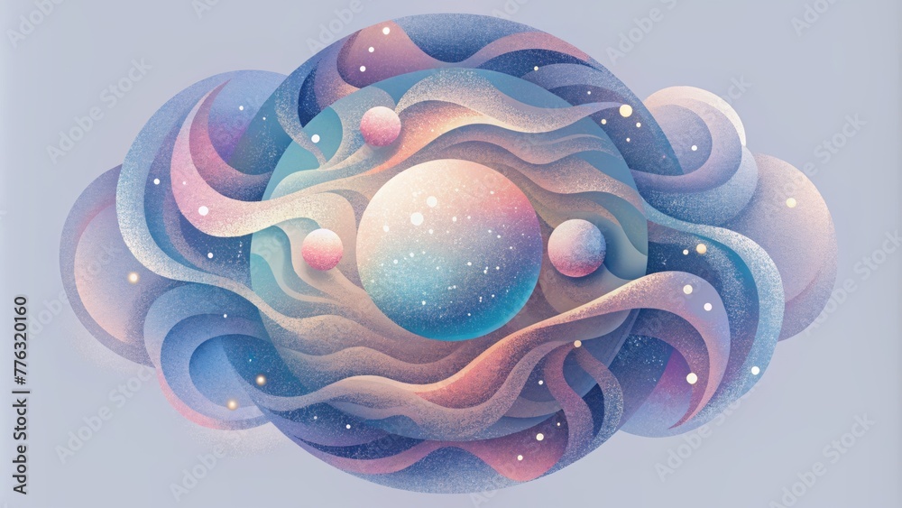Poster a celestial oasis of pastel shades and intricate patterns come together in this abstract representat