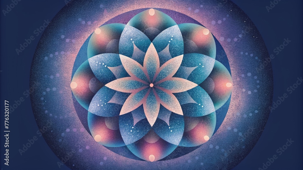 Poster A chaotic yet harmonious blend of abstract forms and colors created in a circular composition to evoke the essence of a mandala.